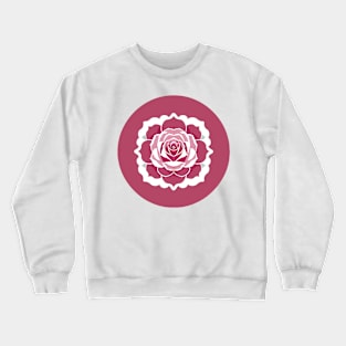 Circular rose design with pink petals and green leaves Crewneck Sweatshirt